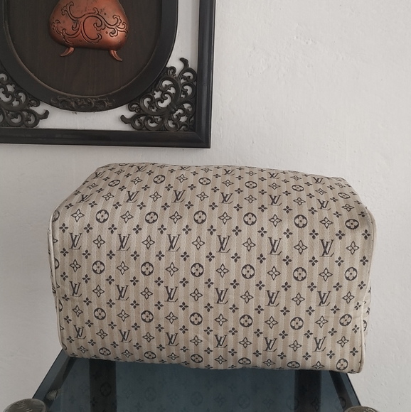 Vintage monogram Mini Lin Canvas 30 Bag Satchel Cream - Picture 10 of 16